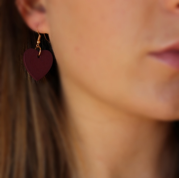 *2 for $15* Purple Heart Wood Drop Earrings - Picture 4 of 4